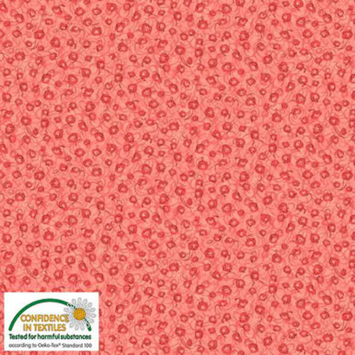 Stof European Colour Harmony Flowers & Graphics Coral Cotton Fabric By The Yard