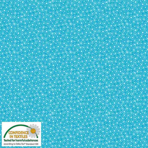 Stof Quilters Combination Circles & Dots Turquoise Cotton Fabric By The Yard