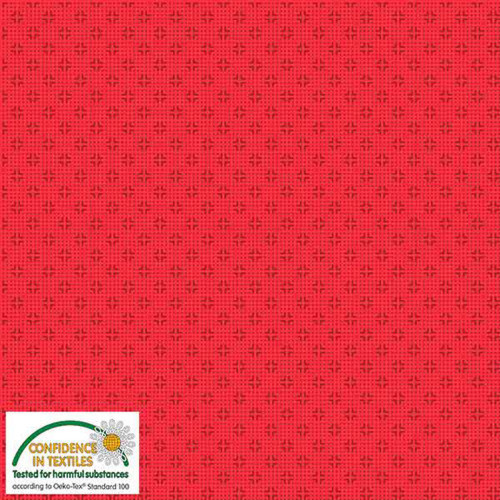 Stof Quilters Combination Dots & Crosses Coral Cotton Fabric By The Yard