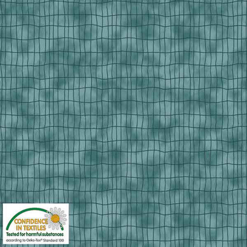 Stof Quilters Combination Grids Teal Cotton Fabric By The Yard