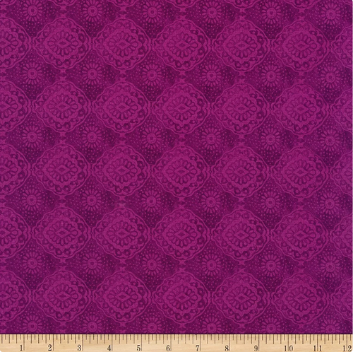 Blank Quilting Pansy Prose Tonal Tile Raspberry Cotton Fabric By The Yard