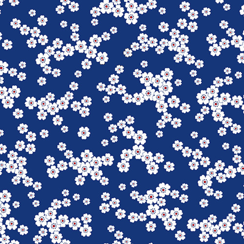 Blank Quilting Anthem Spaced Floral Dk Blue Cotton Quilting Fabric By The Yard