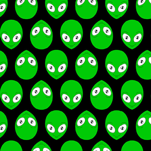 Blank Quilting Amazing Aliens Alien Heads Green Cotton Fabric By The Yard