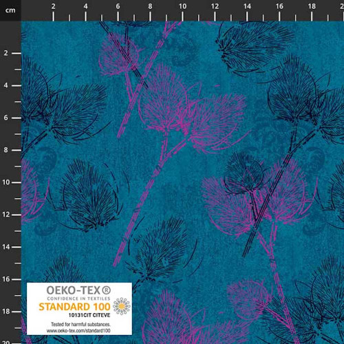 Stof European Colour Way Graphic Tree Turquoise Cotton Quilting Fabric By The Yard