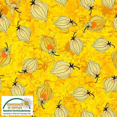 Stof European Colour Way Cherry Yellow Cotton Quilting Fabric By The Yard