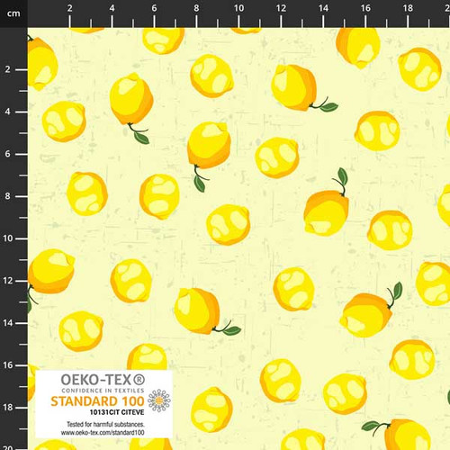 Stof European Citronella Bloom Lemons Yellow Quilting Cotton Fabric By The Yard