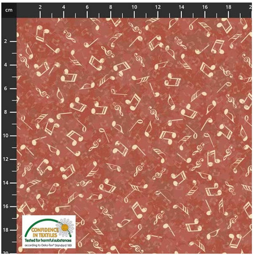 Stof European My Composition Music Notes Clay Cotton Fabric By The Yard
