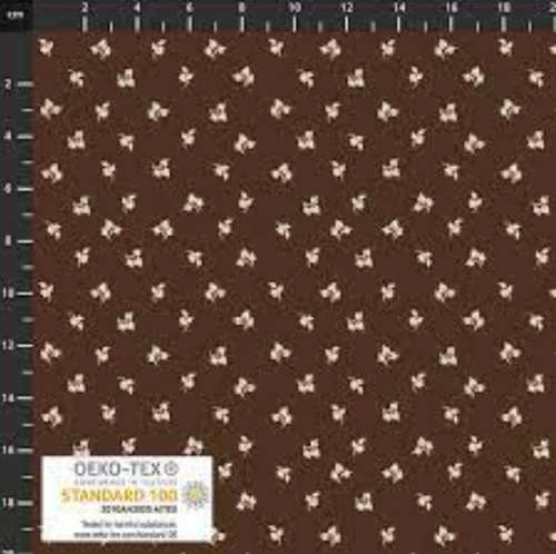 Stof European Nellie's Shirtings Leaves Dk Brown Quilting Cotton Fabric By The Yard