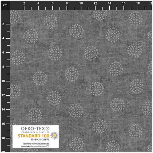 Stof European Basically Circles Formed of Crosses Grey Quilting Cotton Fabric By The Yard