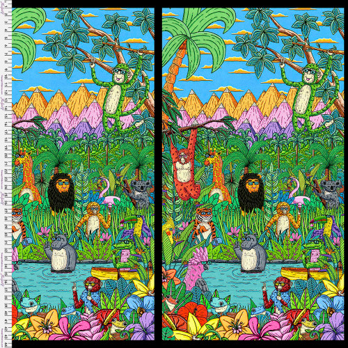 Free Spirit Mulga Tropical Jungle Jams Party In The Jungle Fabric by Panel