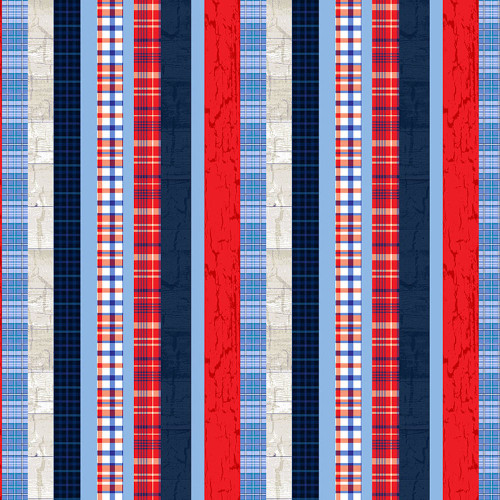 Henry Glass Patriotic Picnic Patterned Stripe Multi Cotton Fabric By The Yard