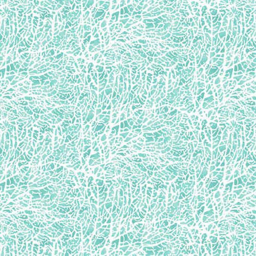 Henry Glass Beach Bound Coral Aqua Cotton Fabric By The Yard