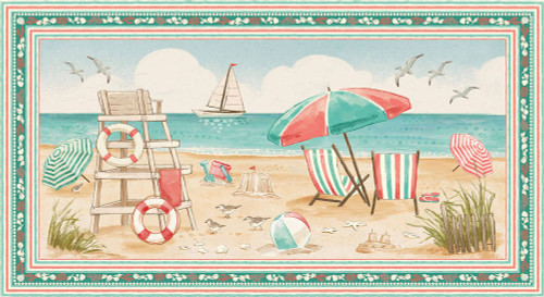 Blank Quilting Beachy Keen Beach Scene 24" Panel Cotton Fabric By The Panel