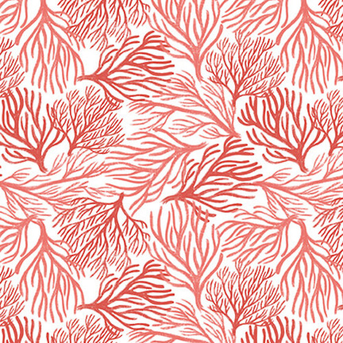 Blank Quilting Beachy Keen Coral Red Cotton Fabric By The Yard