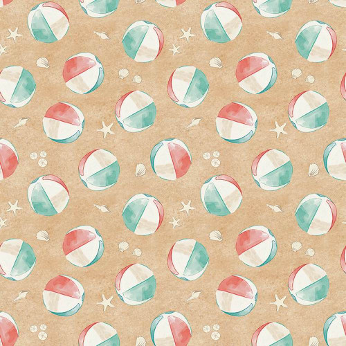 Blank Quilting Beachy Keen Tossed Beach Balls Sand Cotton Fabric By The Yard