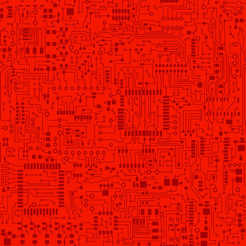 StudioE Data Point Computer Circuits Red Cotton Fabric By The Yard