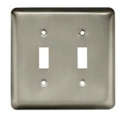 64093 Satin Nickel Stamped Steel Double Toggle Switch Plate
