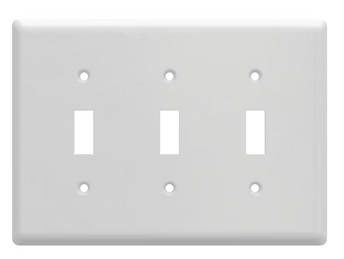 Style Selections W45072-PW Pure White Simple Square Triple Switch Wall Plate Cover