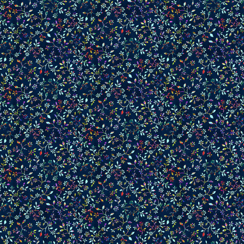 StudioE Fractal Forest Mini Floral Indigo Cotton Fabric By The Yard