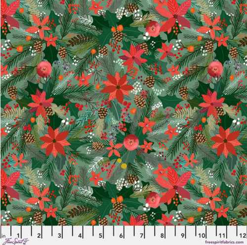 Free Spirit Mia Charro Christmas Squad Pine Smell Green Cotton Fabric By Yard