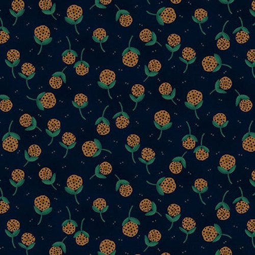 Henry Glass Scraps Of Kindness Dandelion Orbs Navy Fabric By The Yard