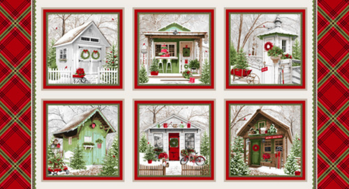 Henry Glass Happy Holiday Place 24" Block Panel Fabric By The Panel