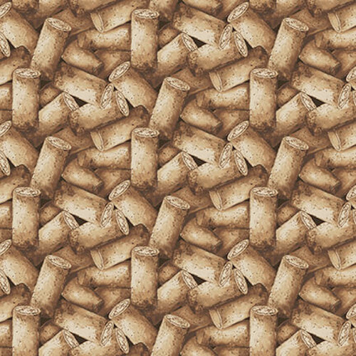 Henry Glass After Five Packed Corks Brown Cotton Fabric By The Yard