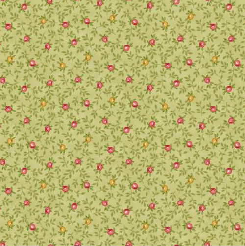 Henry Glass Spring Is In The Air Spring Rose Bud Toss Green Fabric By The Yard