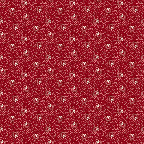 Henry Glass Memories in Redwork Triangle Toss Scarlet Cotton Fabric By The Yard