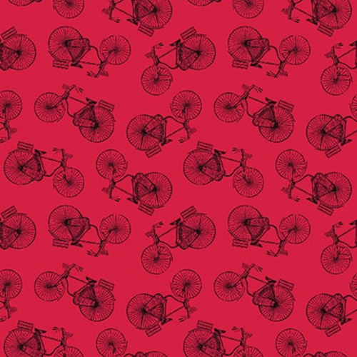 Henry Glass Flower Market Bicycles Red Cotton Fabric By The Yard