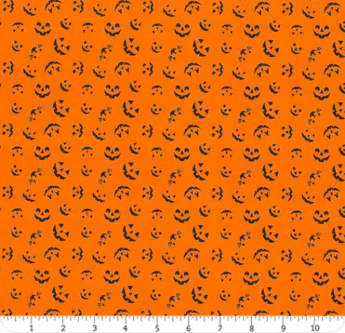 Free Spirit Storybook Halloween Jack-O-Lantern Orange Cotton Fabric by The Yard