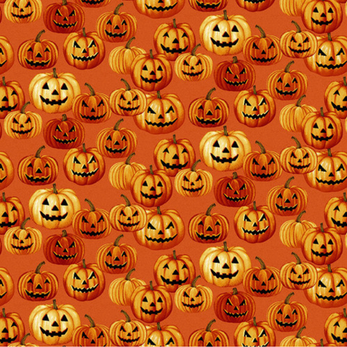 Henry Glass Haunted Village Jack-O-Lantern Pumpkin Fabric by The Yard