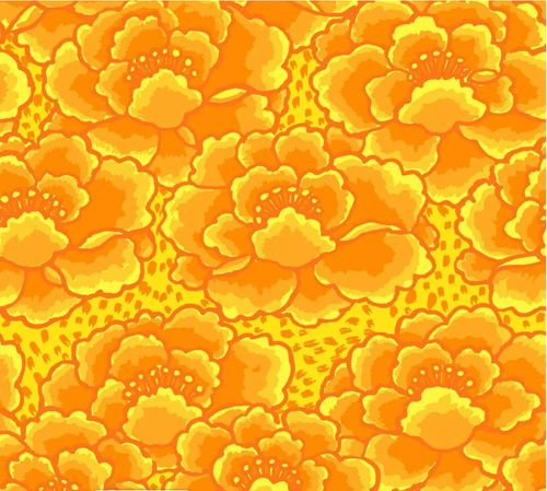 Free Spirit Kaffe Fassett Tonal Floral Gold Cotton Fabric By The Yard