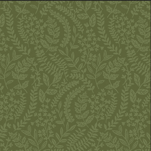 Studio E Dark Forest Tone On Tone Leaves Green Cotton Fabric by The Yard