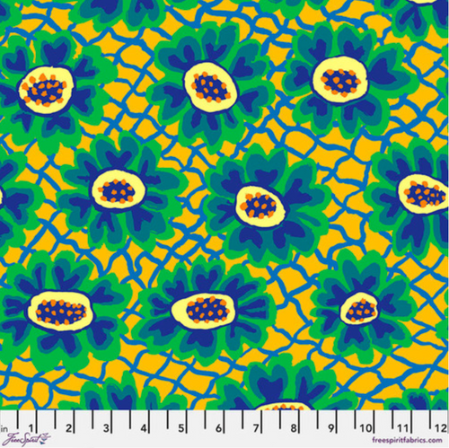 Free Spirit Brandon Mably Flower Net Citrus Cotton Fabric By The Yard