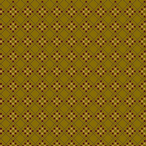 Henry Glass Scraps Of Kindness Crosshatched Boxes Olive Cotton Fabric By The Yard