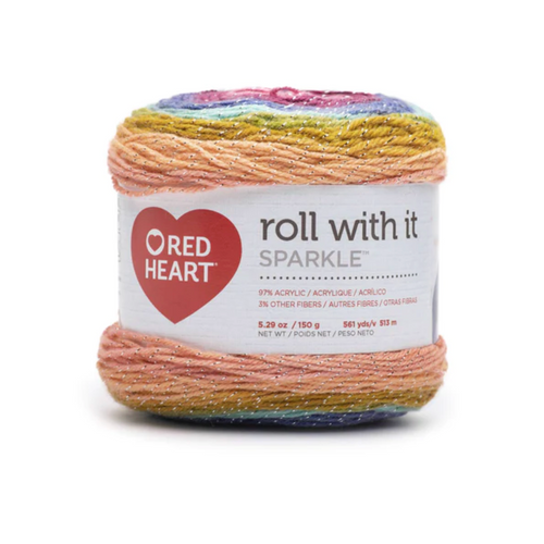 Red Heart Roll With It Sparkle Cactus Flower Knitting & Crochet Yarn