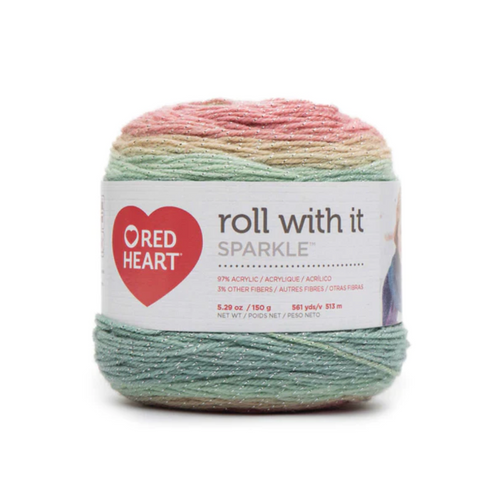 Red Heart Roll With It Sparkle Pastel Paradise Knitting & Crochet Yarn