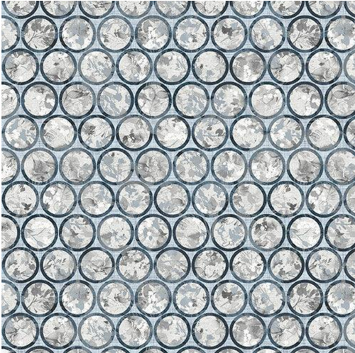 Studio E Equanimity Circles Gray Blue Cotton Fabric by The Yard