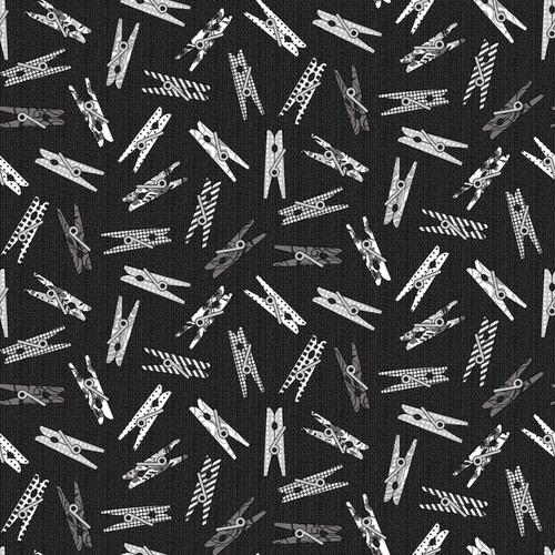 Studio E Laundry Room Clothes Pins Black Fabric By The Yard