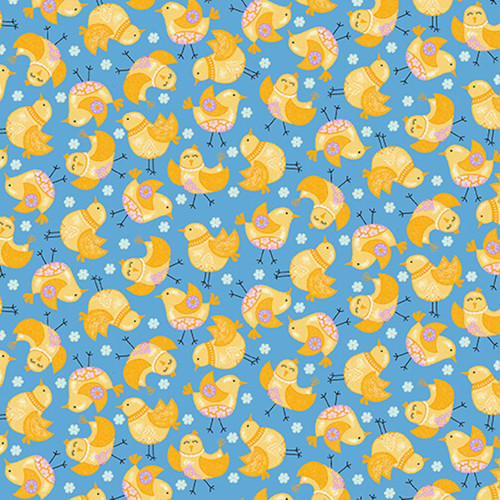 Studio E Color Happy Spring Tossed Little Chicks Multi Cotton Fabric By Yard