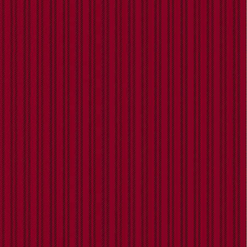 Henry Glass Scrappenstance Ticking Stripe Red Cotton Flannel Fabric By The Yard