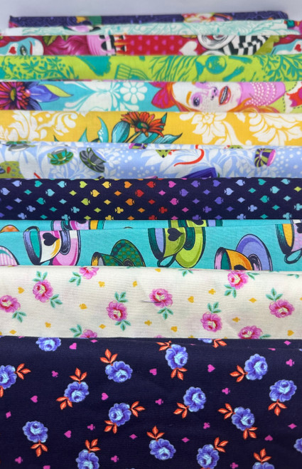 Free Spirit Tula Pink Curiouser & Curiouser Cotton Fabric Half Yard Bundle