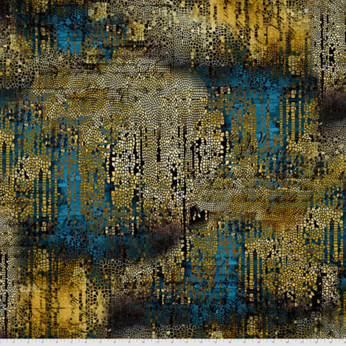 Tim Holtz Abandoned Gilded Mosaic Gold Cotton Fabric By The Yard