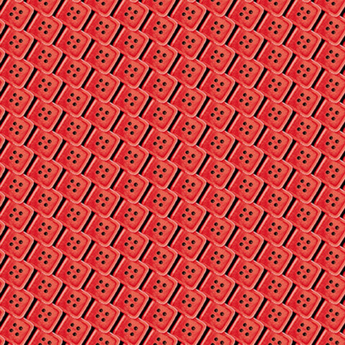Henry Glass Just Sew Happy Set Square Buttons Red Cotton Fabric By The Yard