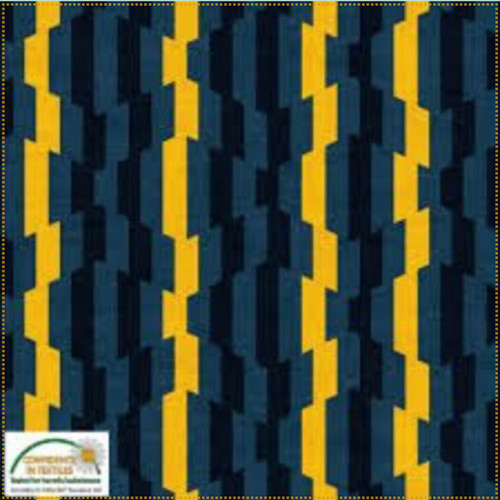 Stof Fabrics Rita Lighting Stripe Navy Cotton Fabric By The Yard