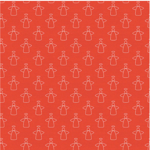 Paintbrush Studios Scandanavian Christmas Light Angels Red Cotton Fabric By The Yard