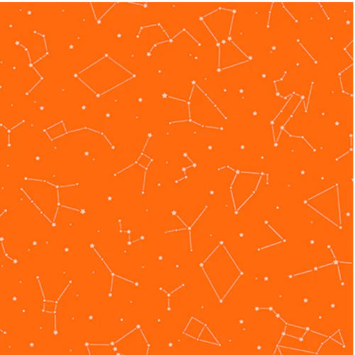 Paintbrush Studios Otter Romp Constellation Orange Cotton Fabric By The Yard
