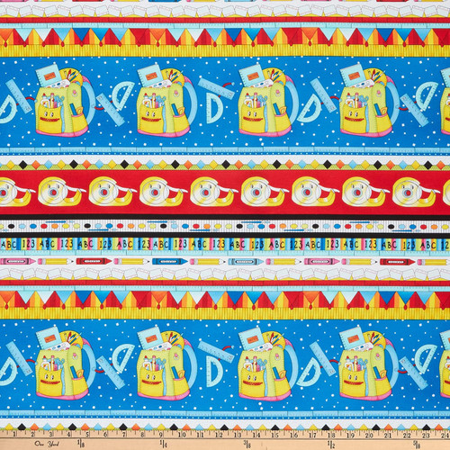 Studio E It's Elementary Border Stripe Multi Cotton Fabric By The Yard
