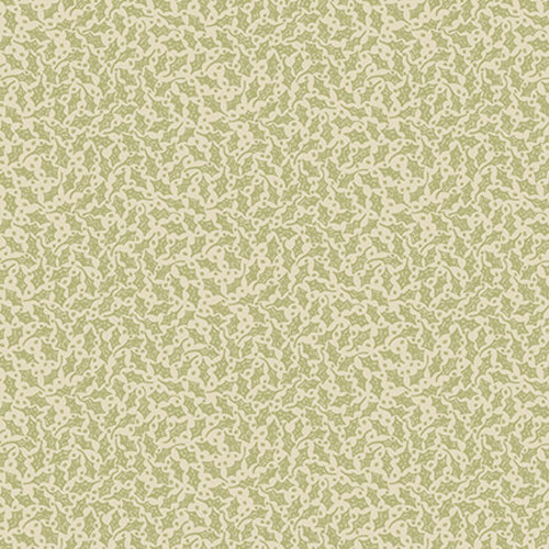 Henry Glass All for Christmas Christmas Holly Leaves Cream Cotton Fabric By The Yard